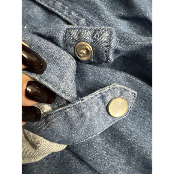 Wendy Williams Womens Romper Short Denim Chambray Collar Drawstring Size M - Picture 14 of 14